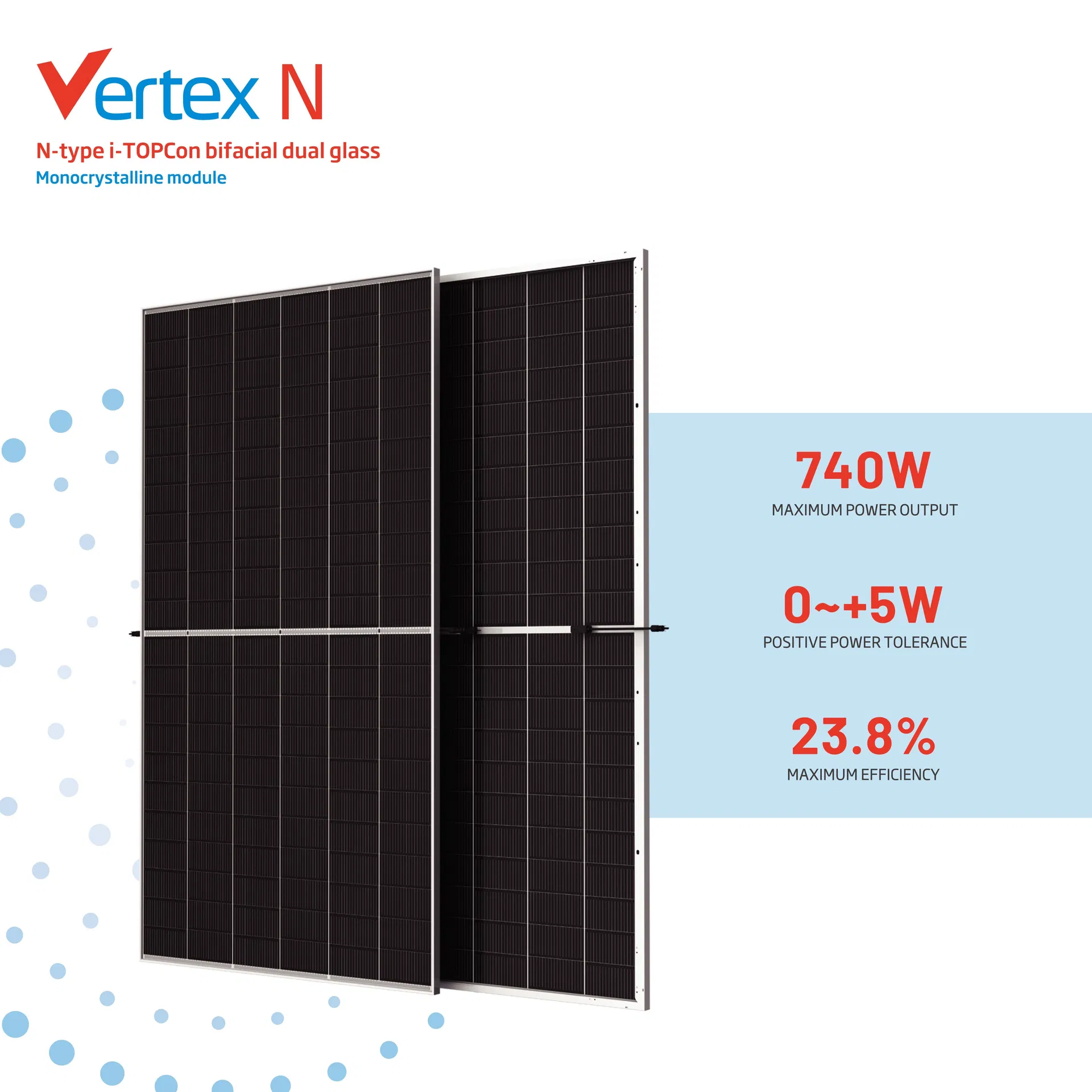 Módulos Solares Monocristalinos N Tipo Bifaciales Trina Vertex N Tsm-Neg21c. 20 715-740W para Proyectos Solares a Gran Escala