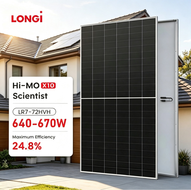 Panel Solar Longi 640W 645W 650W 655W 660W 665W 670W Módulo Fotovoltaico para Gran Escala de Granjas Solares