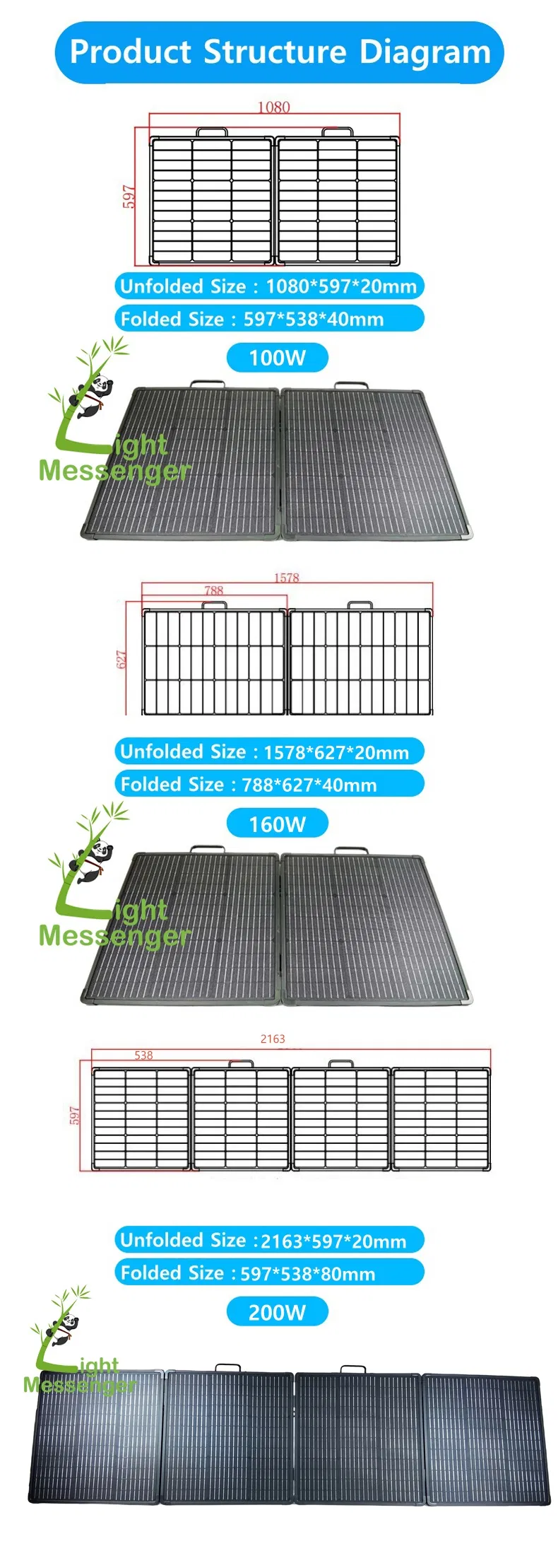 Panel Solar Plegable Ligero de Calidad 100W-400W Portátil