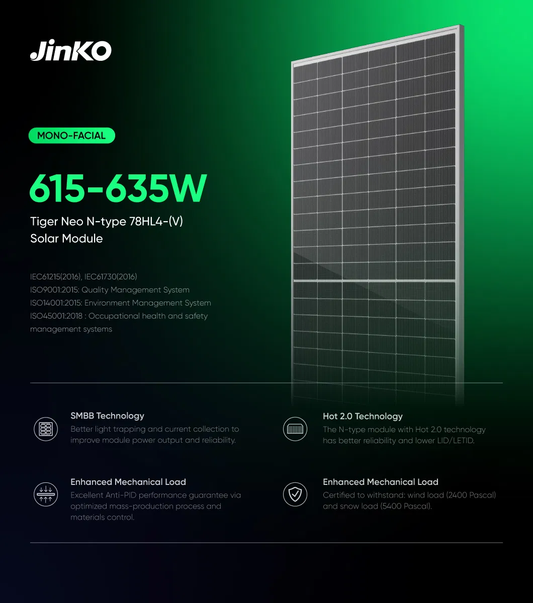 Módulo PV Bifacial de Vidrio Doble Tipo N para Kit de Sistema Residencial Completo 2kw 3kw