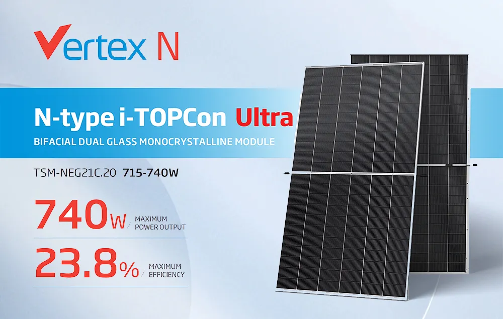 Panel Solar Monocristalino Trina 715W 720W 725W 730W 735W 740W Panel Solar Bifacial de Doble Vidrio Tipo N Topcon para Sistemas Fotovoltaicos Conectados a la Red