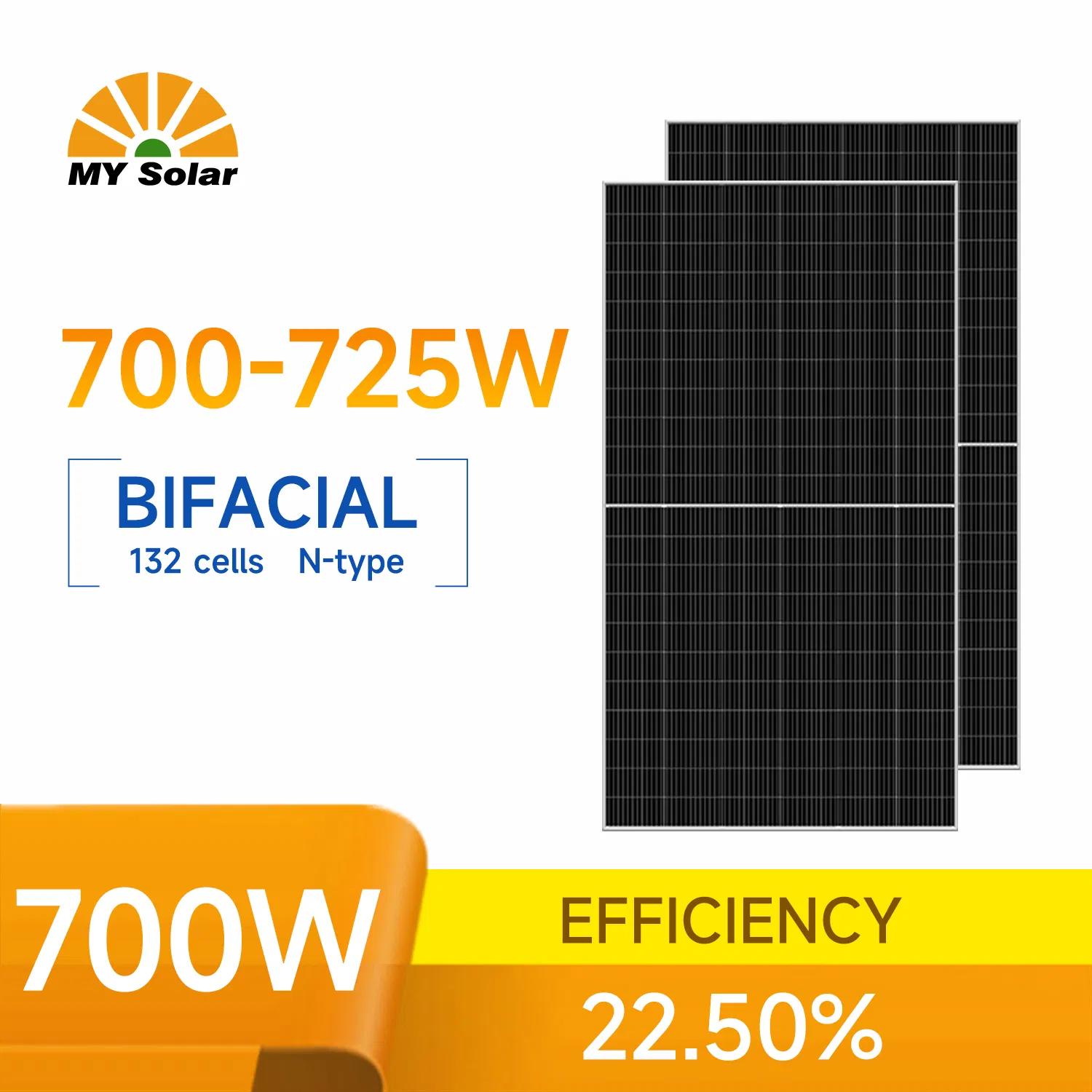 Mypvtech 700W 710W 720W 725W Panel Solar Monocristalino de Alta Eficiencia Módulo Solar para Uso en Hogar, Granja y Comercial