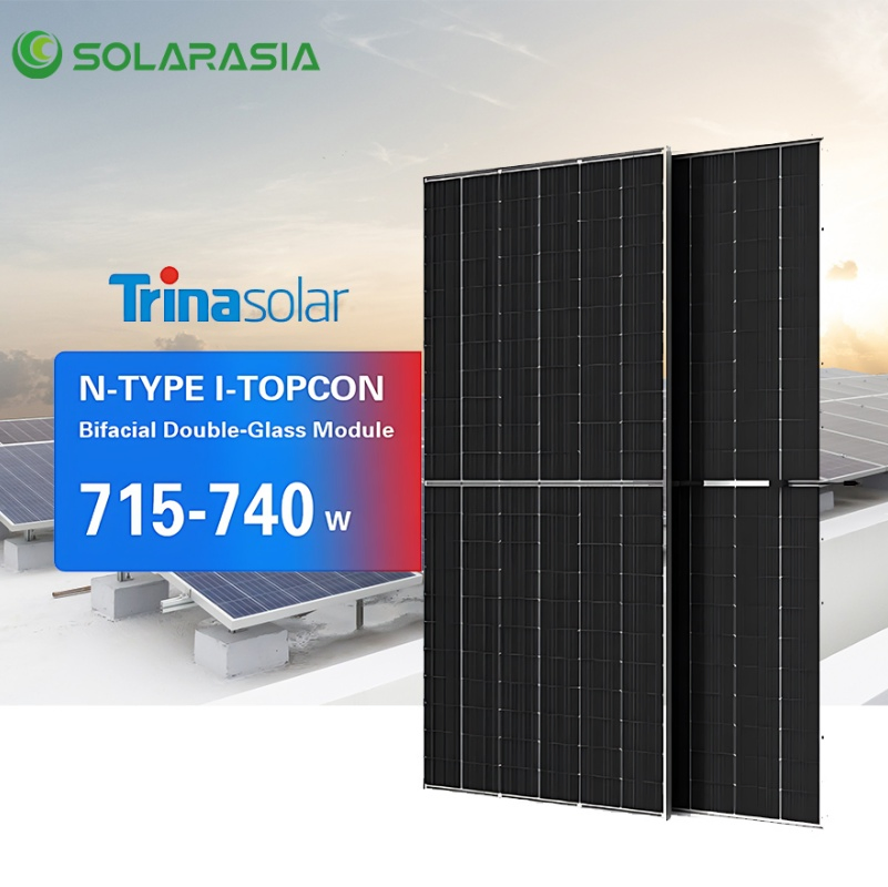 Panel Solar Trina de Alta Potencia 715W 720W 725W 730W 735W 740W Monocristalino Tipo N Topcon Bifacial de Doble Cristal para Proyectos Fotovoltaicos a Gran Escala