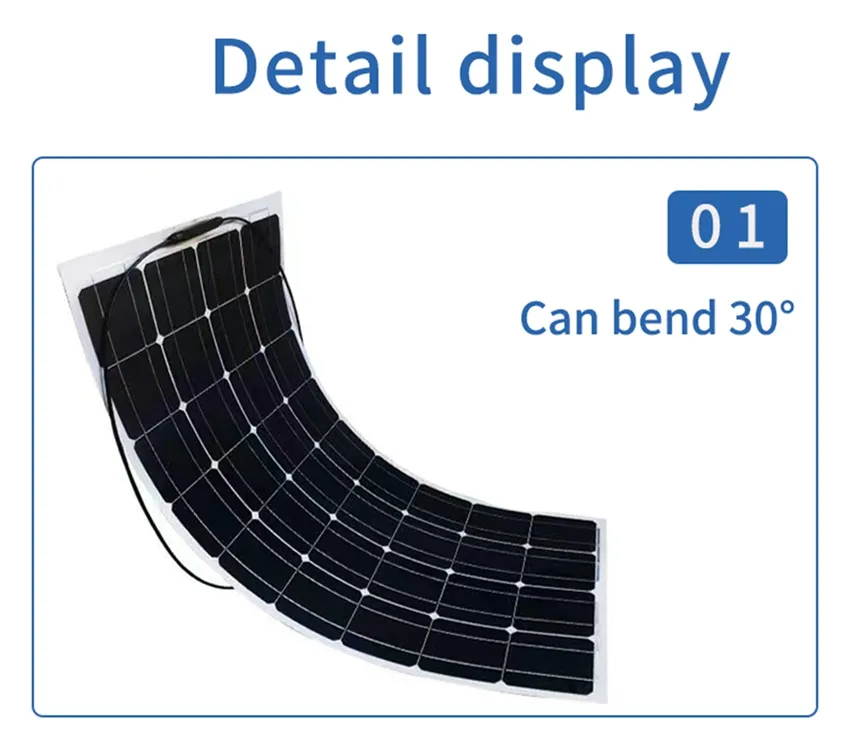 Panel Solar Flexible de Silicio Monocristalino Portátil para Camping en RV