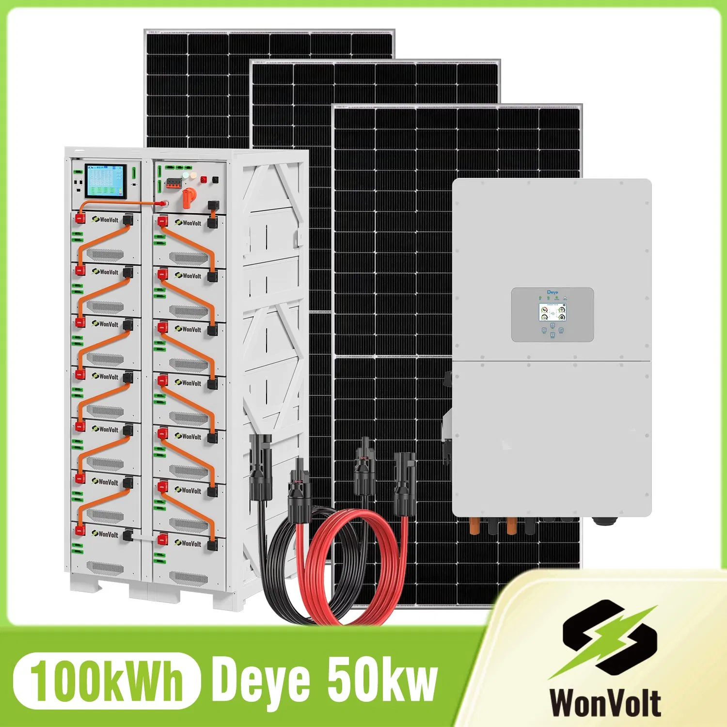 Completo 50kw Sistema de Paneles Solares Híbridos Incluye 100kwh LiFePO4 Inversor Híbrido de Batería y Gestión Inteligente de Energía