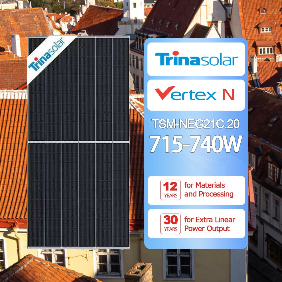 Módulos Solares Monocristalinos N Tipo Bifaciales Trina Vertex N Tsm-Neg21c. 20 715-740W para Proyectos Solares a Gran Escala