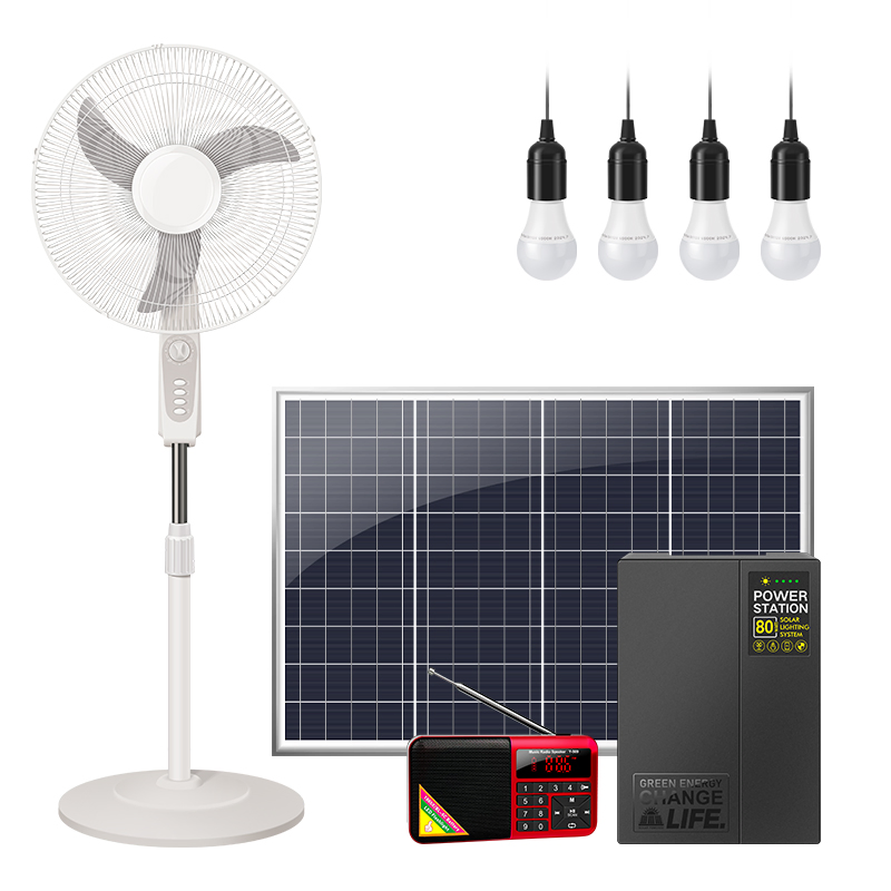 Certificado Global de Iluminación Verasol Portátil 30W 50W 80W 100W 120W 150W 180W Kit de Panel Solar Sistema Solar para el Hogar con Ventilador DC, TV de 32 Pulgadas y Radio FM para Uso Doméstico