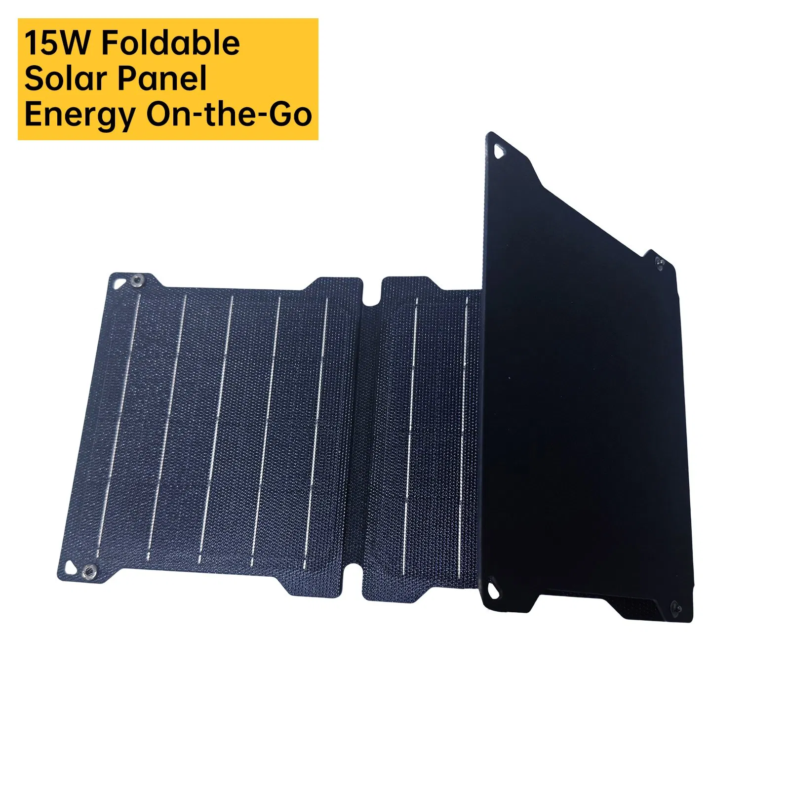 Cargador Solar Off-Grid 15W, Panel Plegable Portátil con Ojetes Reforzados, Se Adhiere a la Mochila o Carpa
