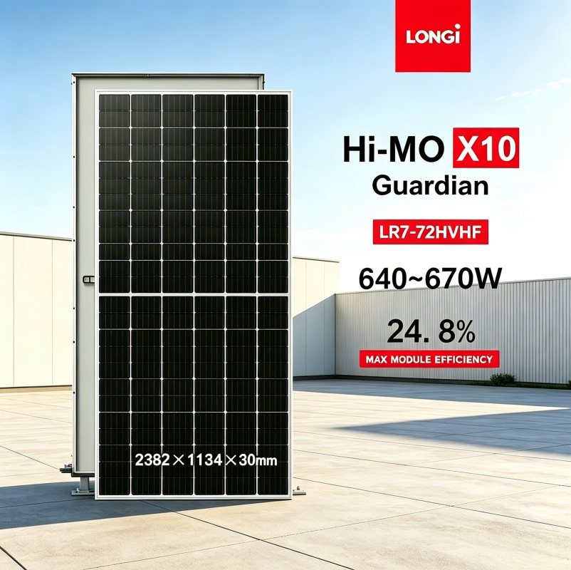 Panel Solar Longi 640W 645W 650W 655W 660W 665W 670W Módulo Fotovoltaico para Gran Escala de Granjas Solares