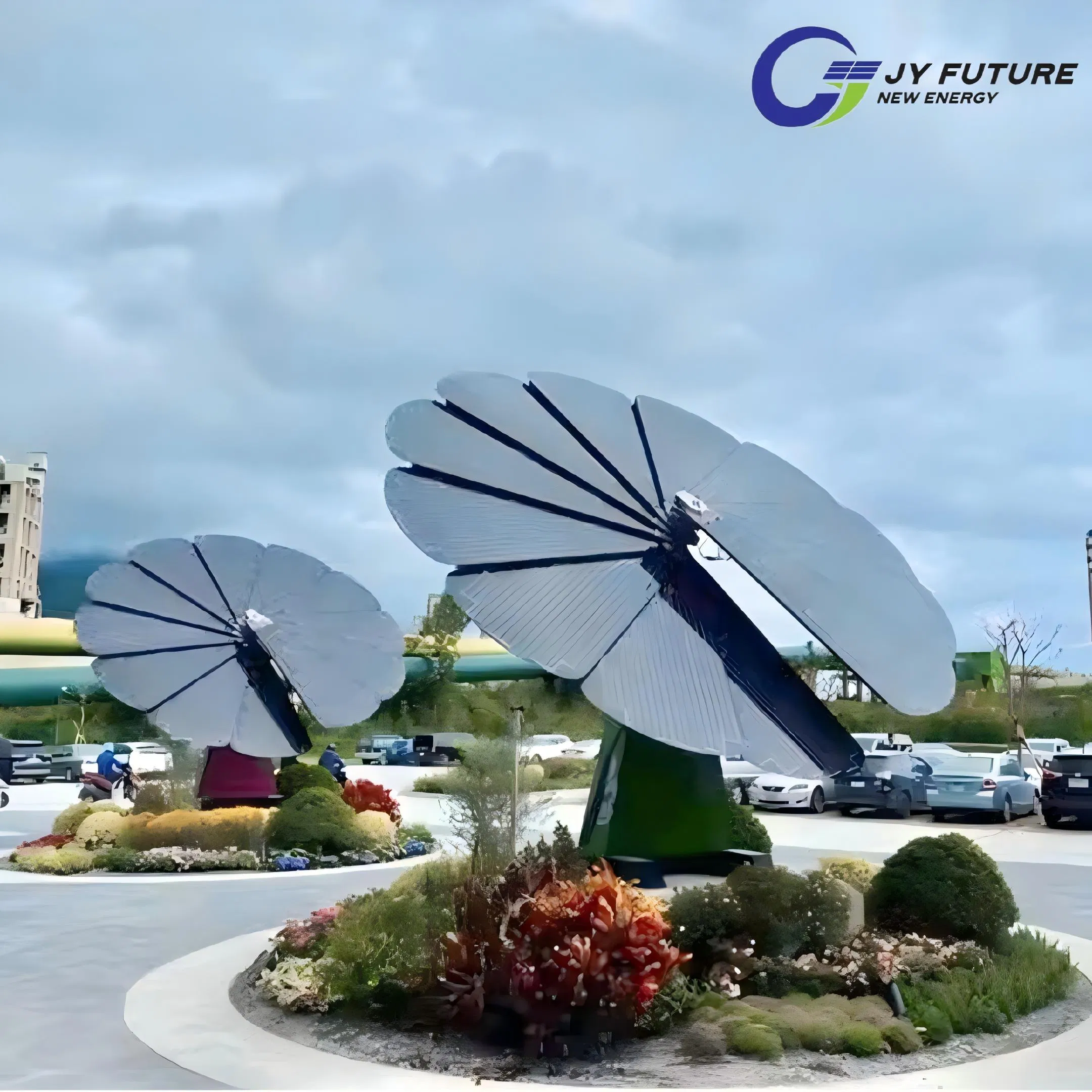 Sistema de panel solar inteligente tipo cuchilla de flor con seguimiento de tres ejes y sistema de almacenamiento de energía solar