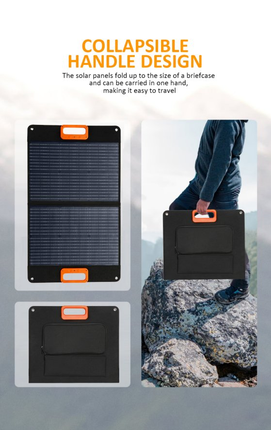 Panel Solar Fotovoltaico Plegable Impermeable Todo Negro 100W 150W 200W Panel Solar Portátil Panel Solar Plegable para Exterior
