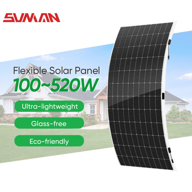 Panel Solar Flexible de Alta Calidad Sunman 380W 400W 430W 500W 520W Panel Solar Fotovoltaico Portátil de Silicio de Película Delgada para Acampar