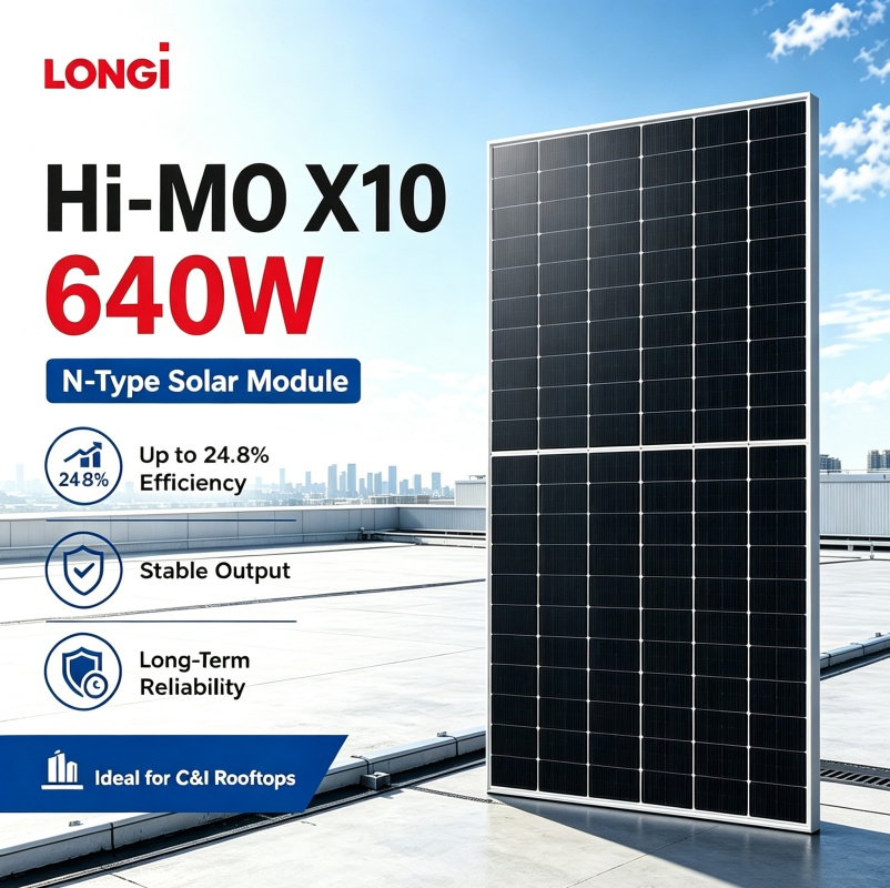 Panel Solar Longi 640W 645W 650W 655W 660W 665W 670W Módulo Fotovoltaico para Gran Escala de Granjas Solares