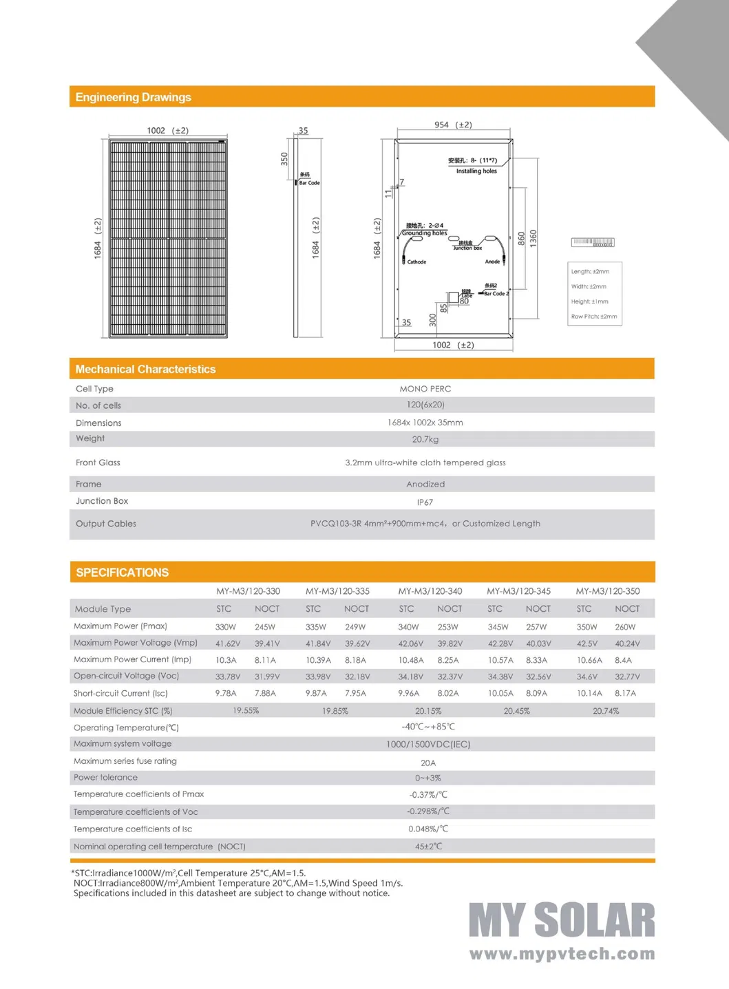335W Panel Solar Ptype con Celdas de Alta Eficiencia para Instalaciones Industriales a Gran Escala