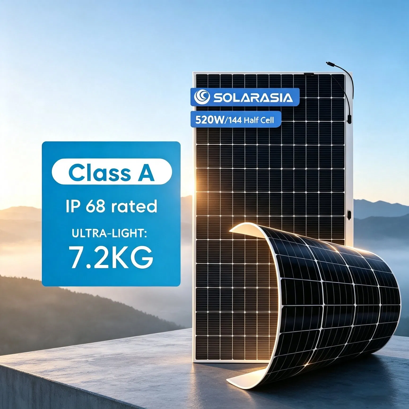 Buena Calidad 144 Módulo PV Monocristalino de Media Celda 430W 520W 550W Panel Solar Flexible