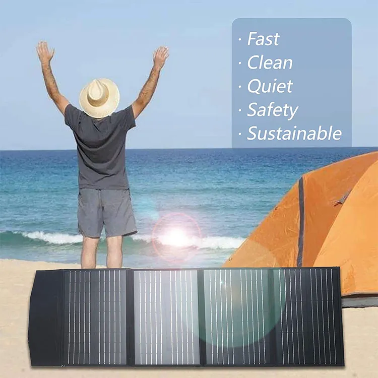 Panel Solar Fotovoltaico Plegable Impermeable Todo Negro 100W 150W 200W Panel Solar Portátil Panel Solar Plegable para Exterior