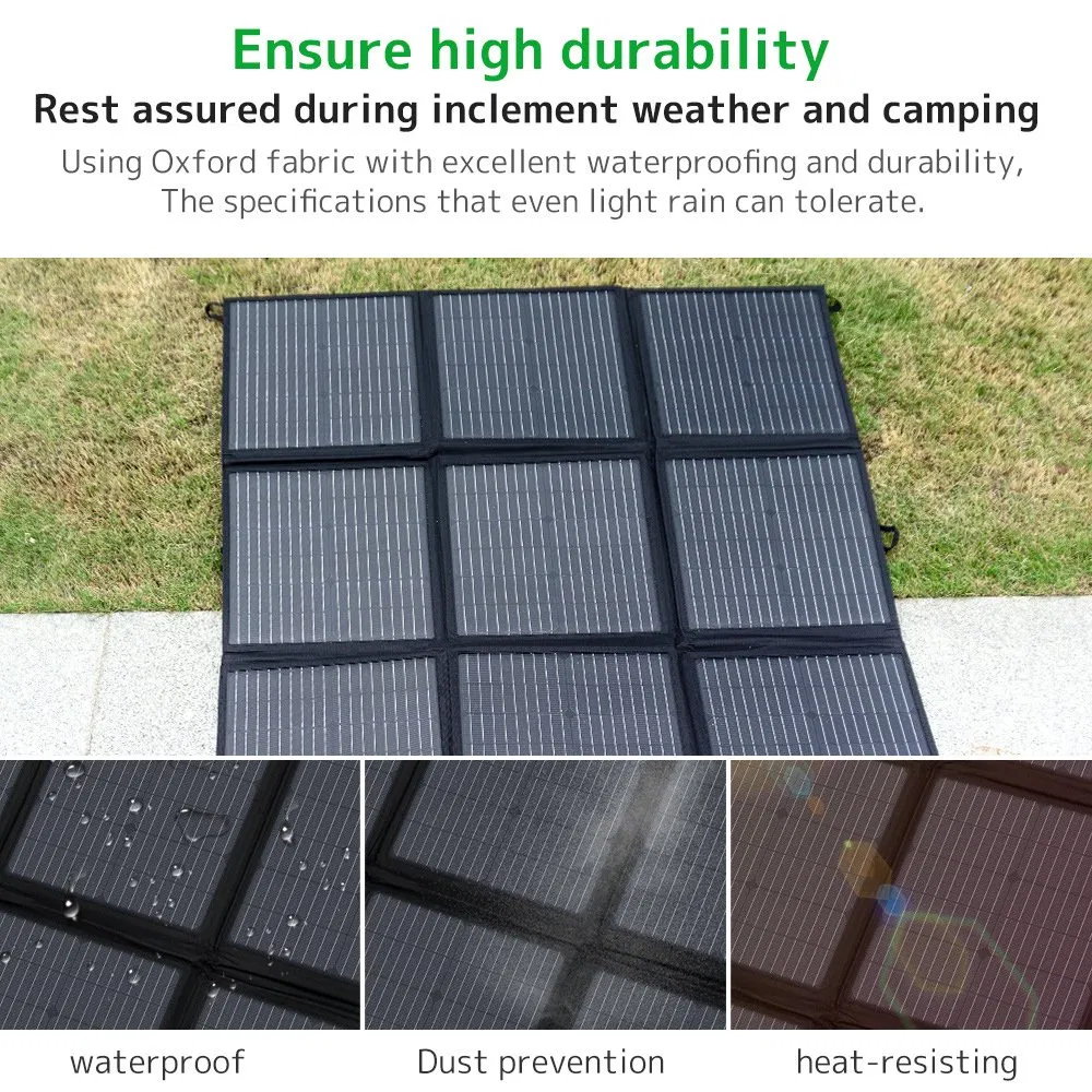 200W Negro Mc4 Conector 22% Manta de Panel Solar Plegable Ligera de Alta Eficiencia para Estación de Energía de Uso Fuera de la Red