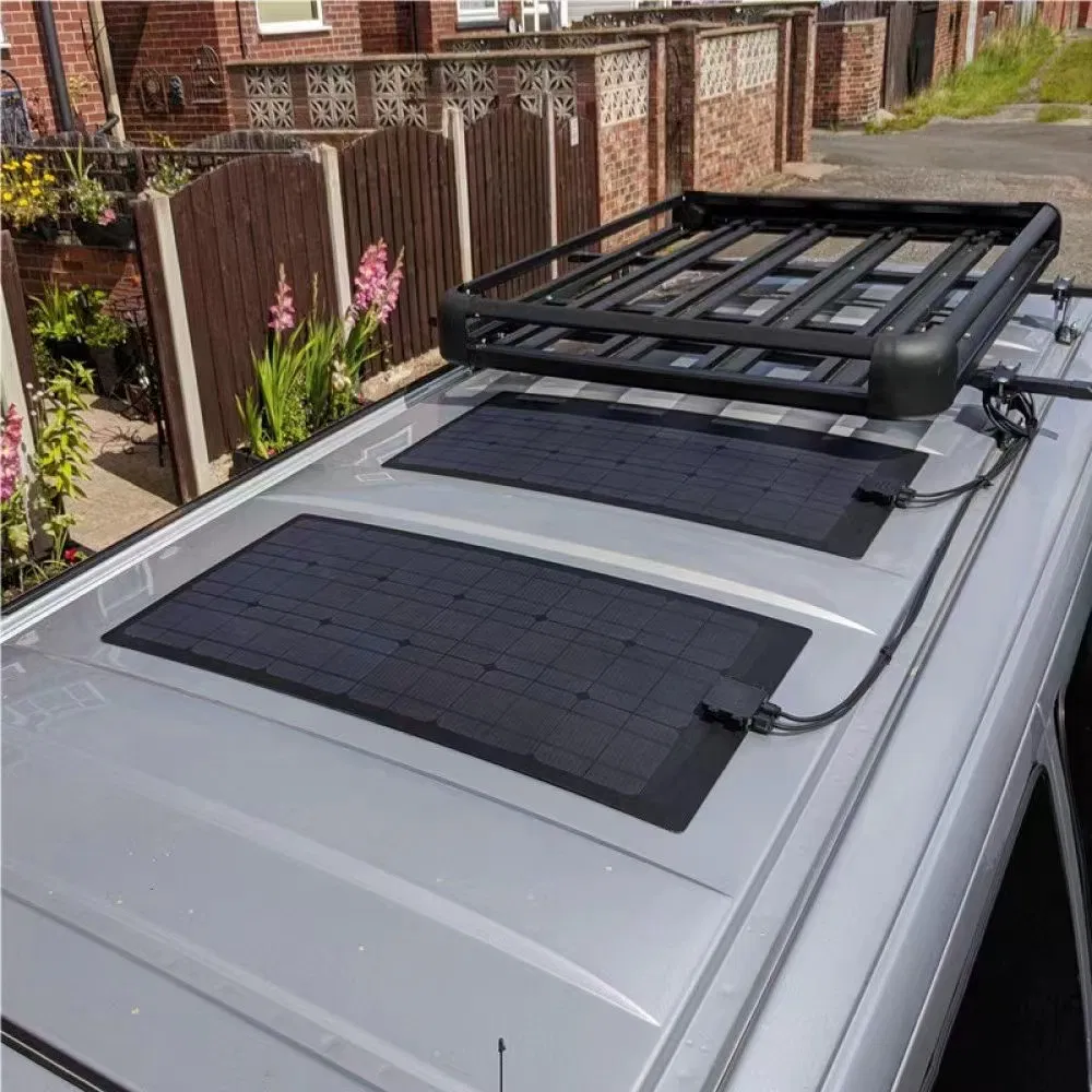 Panel Solar Monocristalino Personalizado 200W Flexible Módulo PV Ligero Doblable Impermeable para RV Yate Balcón Exterior Superficie Irregular