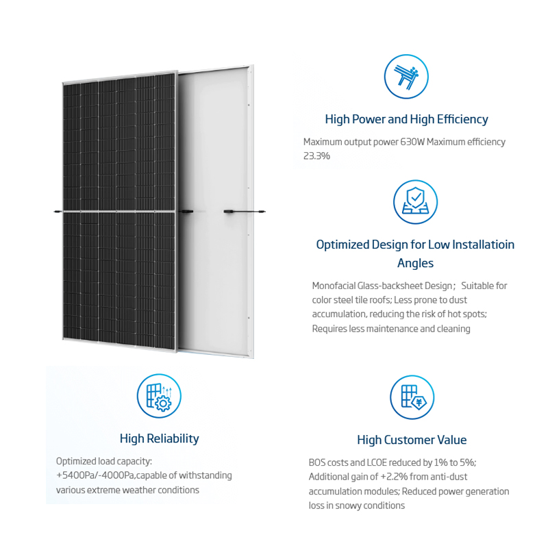 Trina Buen Precio 23.3% Eficiencia de Panel Solar 600W 630W para Uso Residencial