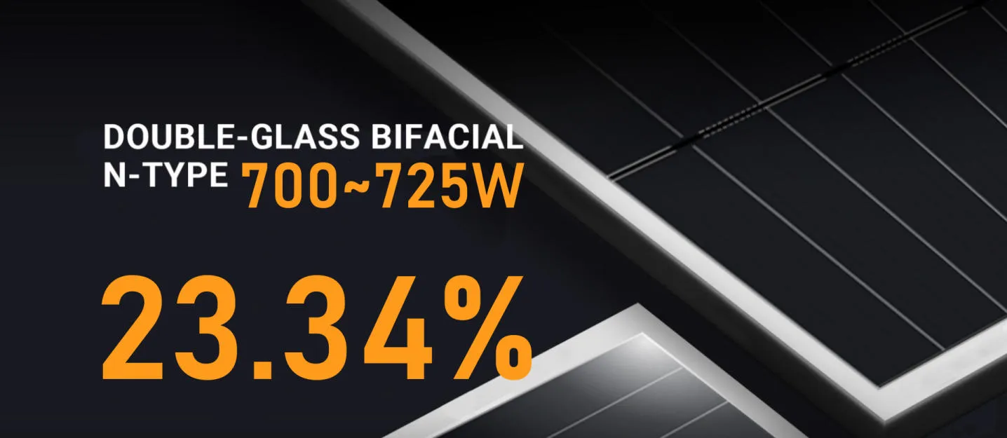 700W-720W Módulo de Panel Solar Bifacial de Alta Potencia para Plantas Solares Comerciales e Industriales
