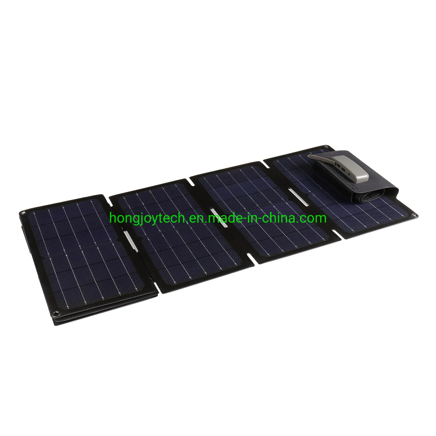 Tamaño de papel grande, energía potente, dispositivos móviles al aire libre 21W 28W panel solar plegable de PV de cristal único laminado para mascotas con controlador solar MPPT de salidas duales