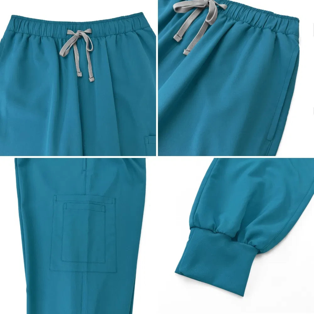 Uniformes de hospital de poliéster baratos con cuello en V y división, trajes de scrubs médicos, conjunto de uniforme de enfermera
