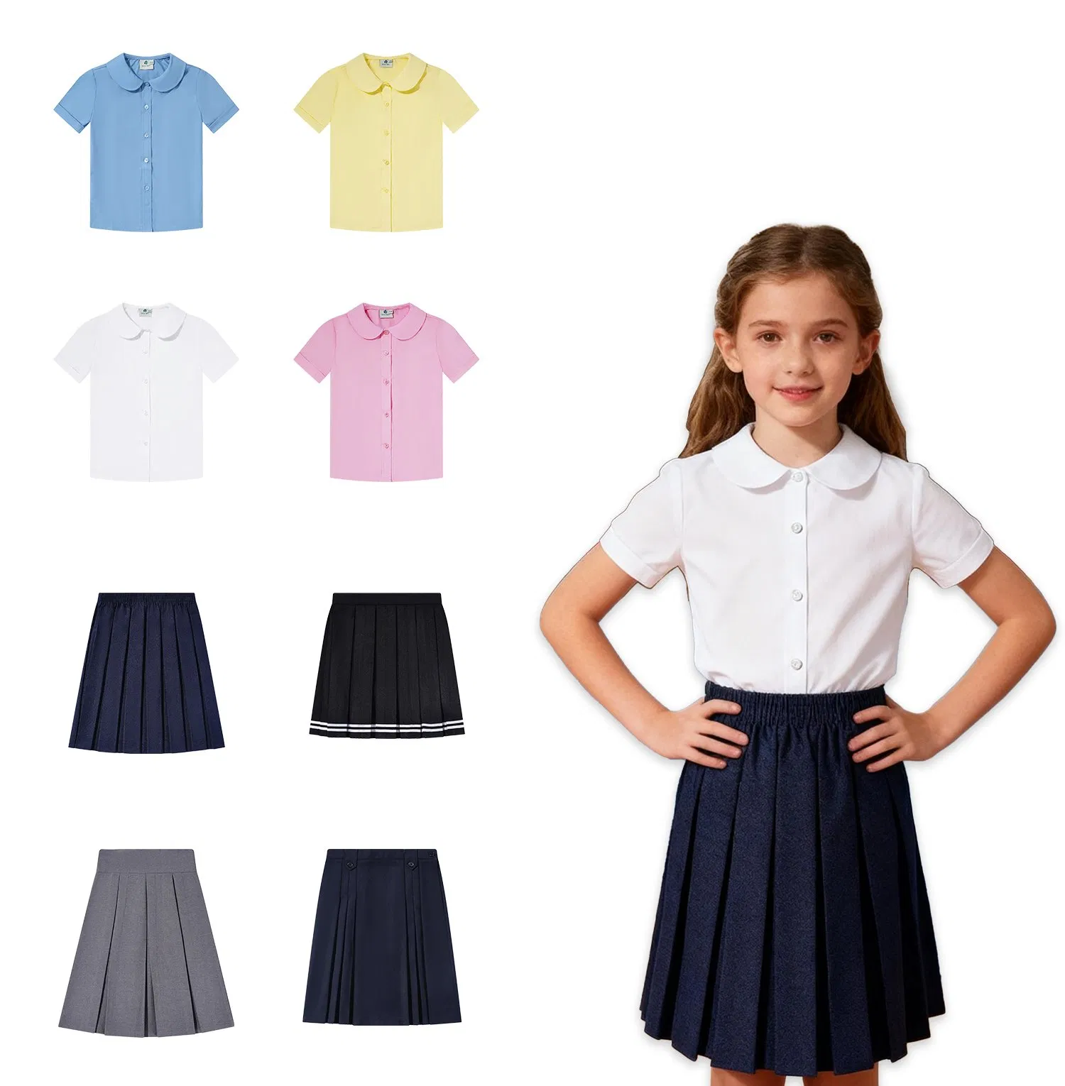 Conjunto de ropa escolar fabricado para niñas estudiantes