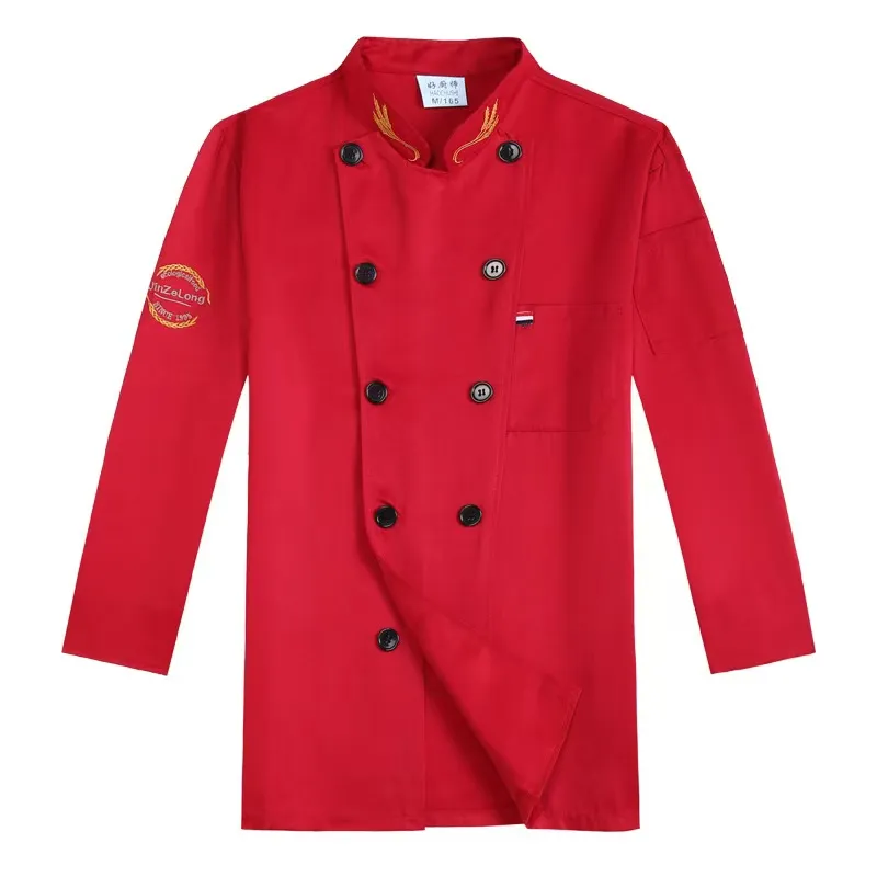 Chaqueta de chef unisex personalizada de manga larga para hombres, uniforme de trabajo de chef