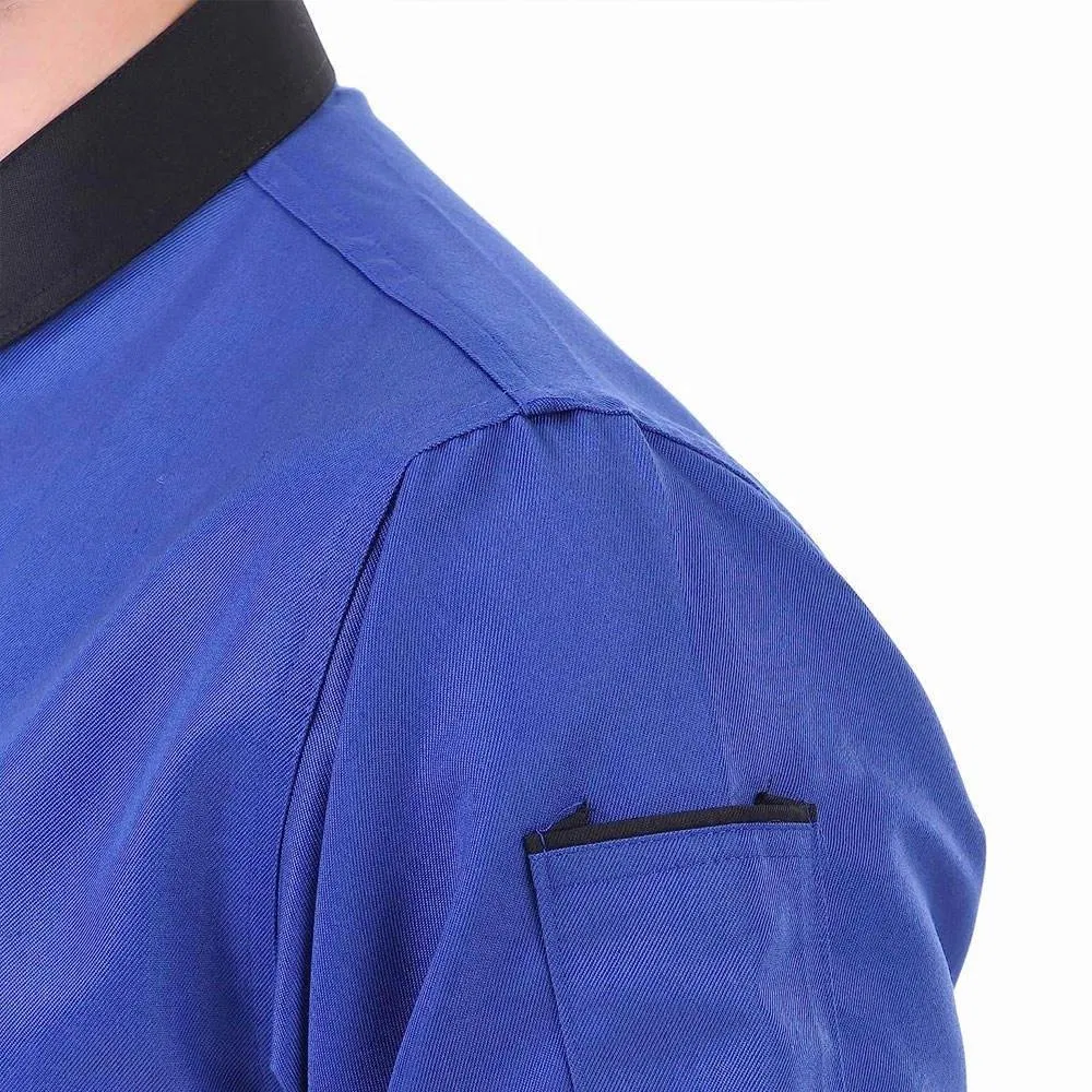 Chaqueta de chef de alta calidad de manga larga personalizada, tela de sarga, uniforme profesional de trabajo, ropa de trabajo para restaurante y bar