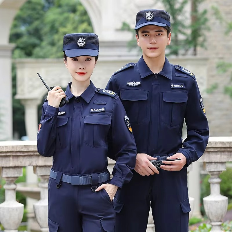 Uniformes de Seguridad Tácticos Azul Marino - Camisas de Trabajo de Manga Larga con Cierre Completo para Equipos de Patrulla de Hombres y Mujeres