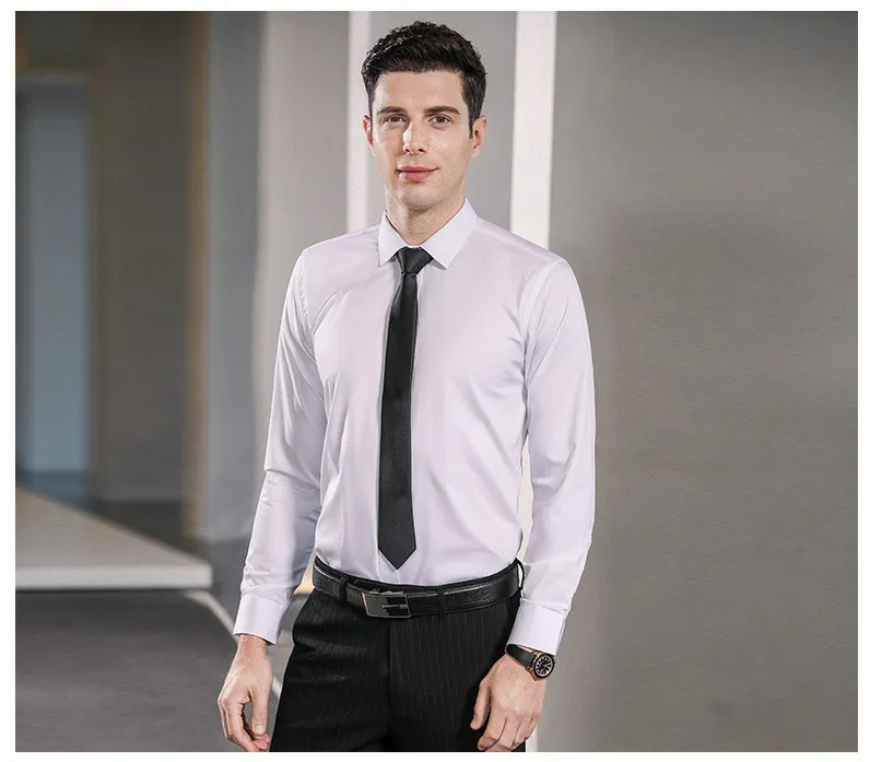 Camisa de manga larga sin plancha con logo personalizado para hombres y mujeres, camisas de oficina, uniforme de negocios