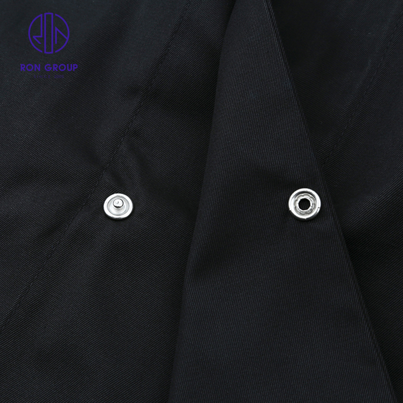 Chaqueta de uniforme de chef negra al por mayor, ropa de trabajo, traje de trabajo para hotel y restaurante, ropa de algodón