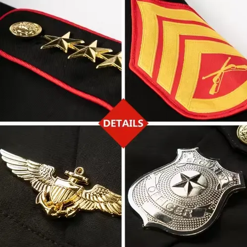 Uniforme de seguridad negro para oficiales estilo estadounidense, uniforme de comandante
