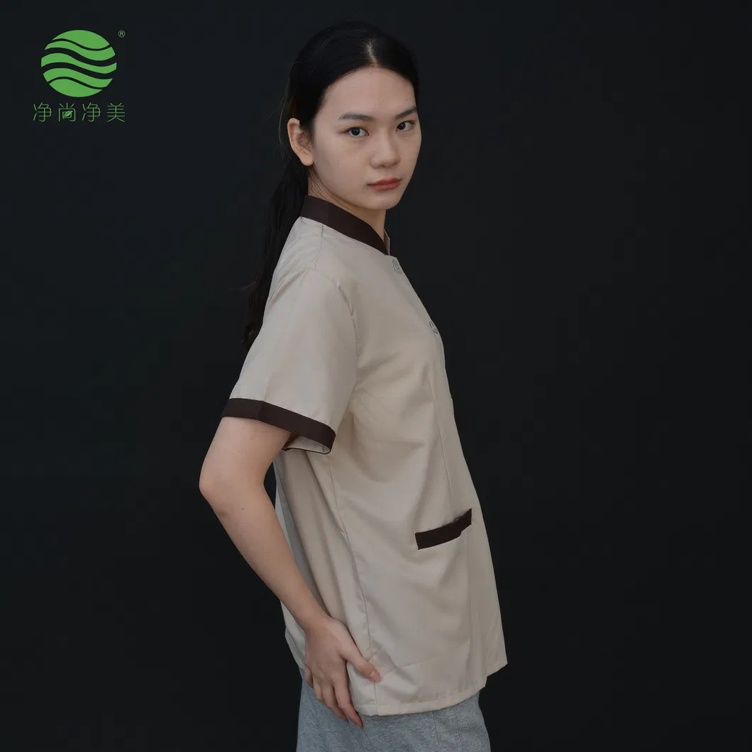 Uniforme de limpieza personalizado para el personal del hotel, ropa de servicio de limpieza de poliéster y algodón