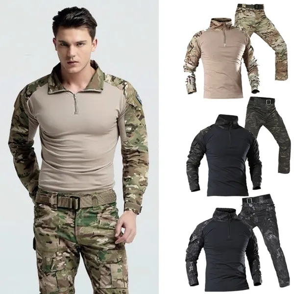 Uniforme de combate a medida con camuflaje de jungla y desierto, fabricación y venta al por mayor de traje de rana, camisa de combate y pantalones tácticos