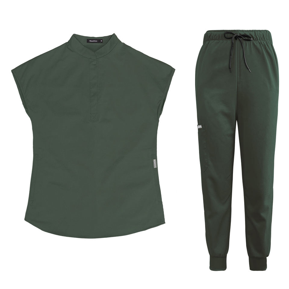 Conjunto de uniformes médicos para enfermeras, estilo de jogging para mujeres, cómodo, personalizado, uniforme de hospital, venta al por mayor, tela de poliéster