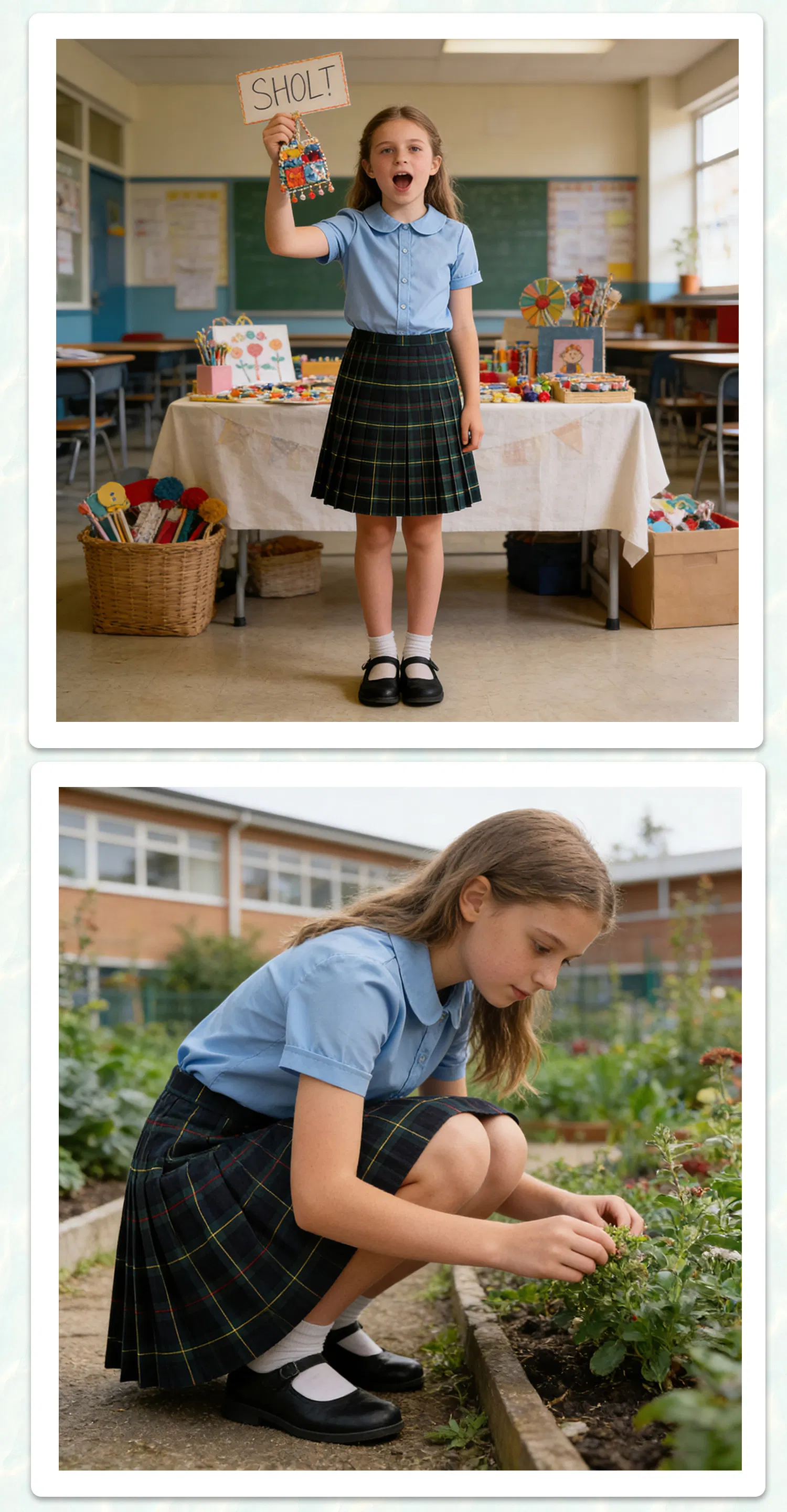 Conjunto de ropa escolar fabricado para niñas estudiantes