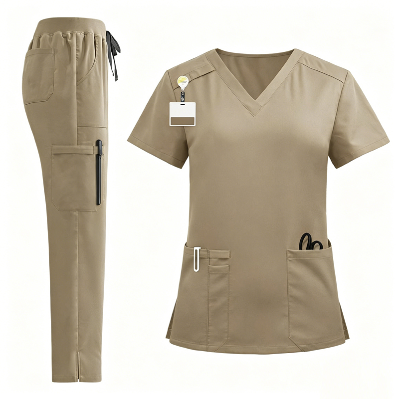 Conjuntos de uniformes de scrubs elásticos de moda para mujeres, blusas y pantalones, trajes con logo personalizado para hospitales, uniformes médicos para enfermeras, conjuntos de scrubs