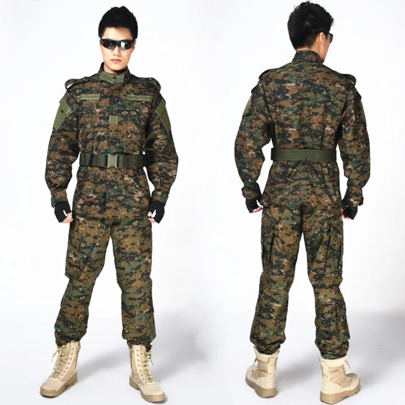 Uniforme táctico de seguridad para hombres en camuflaje digital azul, impermeable y transpirable