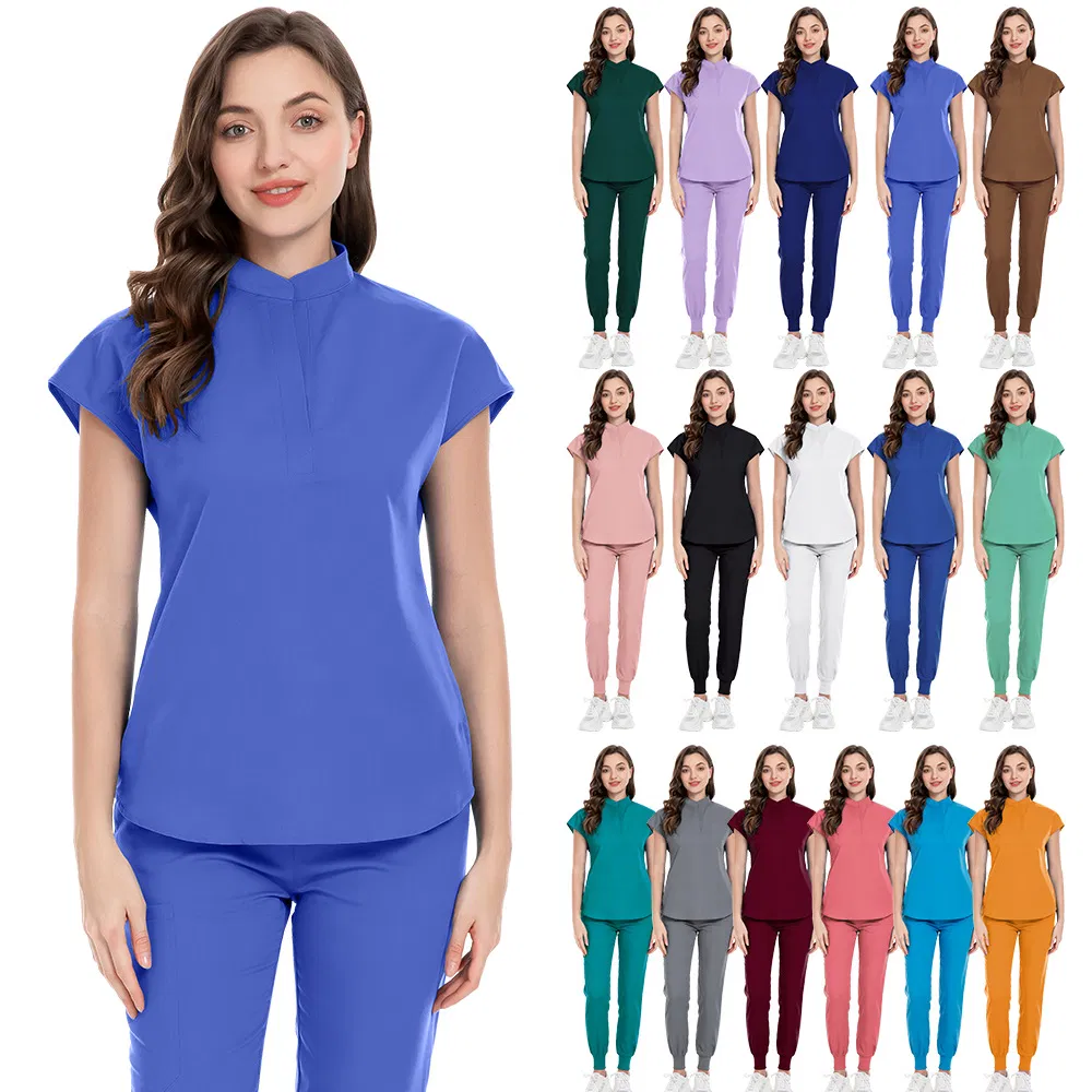 Conjunto de uniforme de enfermería profesional para hospital, joggers transpirables y suaves, uniforme de scrubs