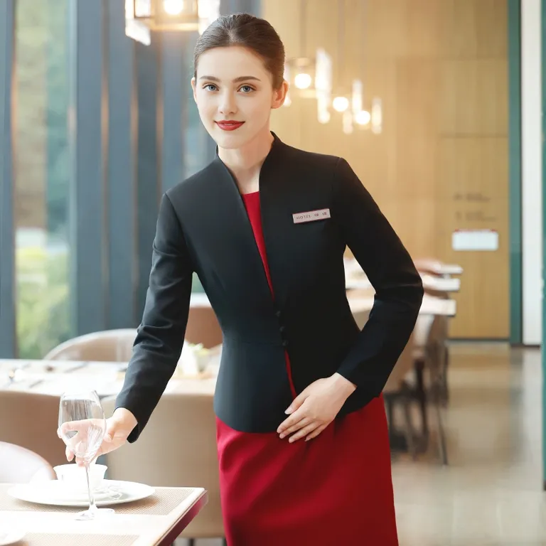 Vestido de recepción de traje profesional para mujeres, uniforme de gerente de manga larga para el personal del hotel