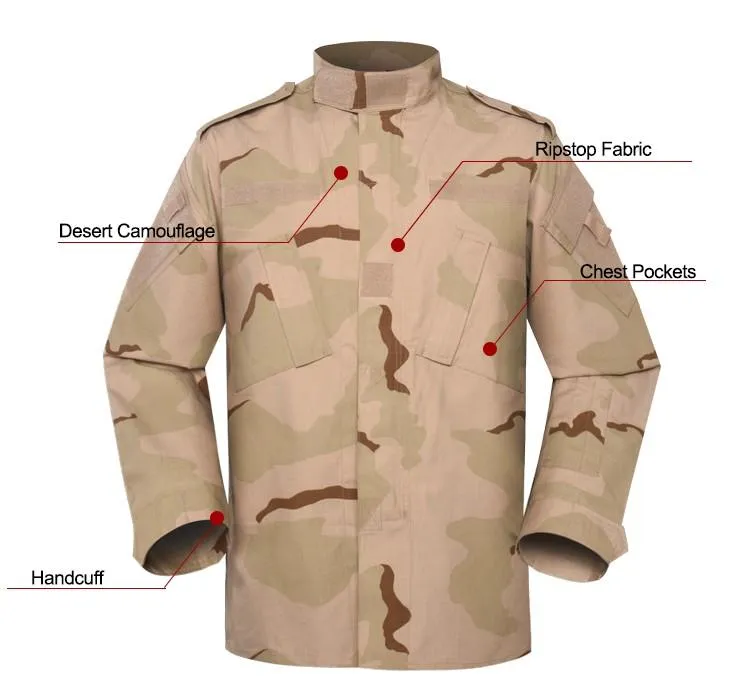 Uniforme táctico de camuflaje desértico personalizado para aventuras al aire libre