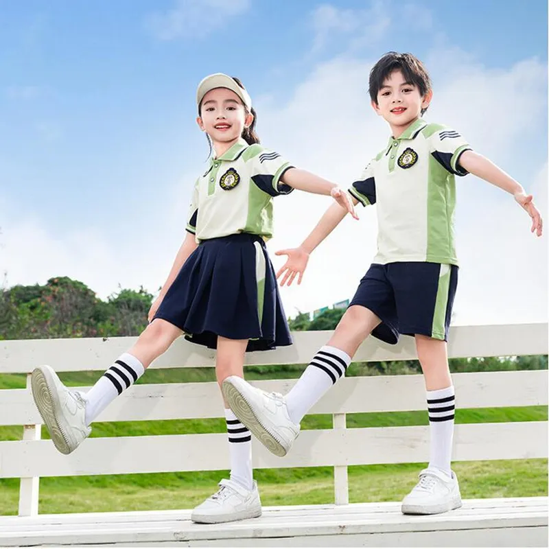 Falda de uniforme escolar y camiseta polo para niños deportivos personalizada de OEM en China