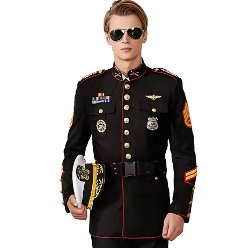 Uniforme de seguridad negro para oficiales estilo estadounidense, uniforme de comandante