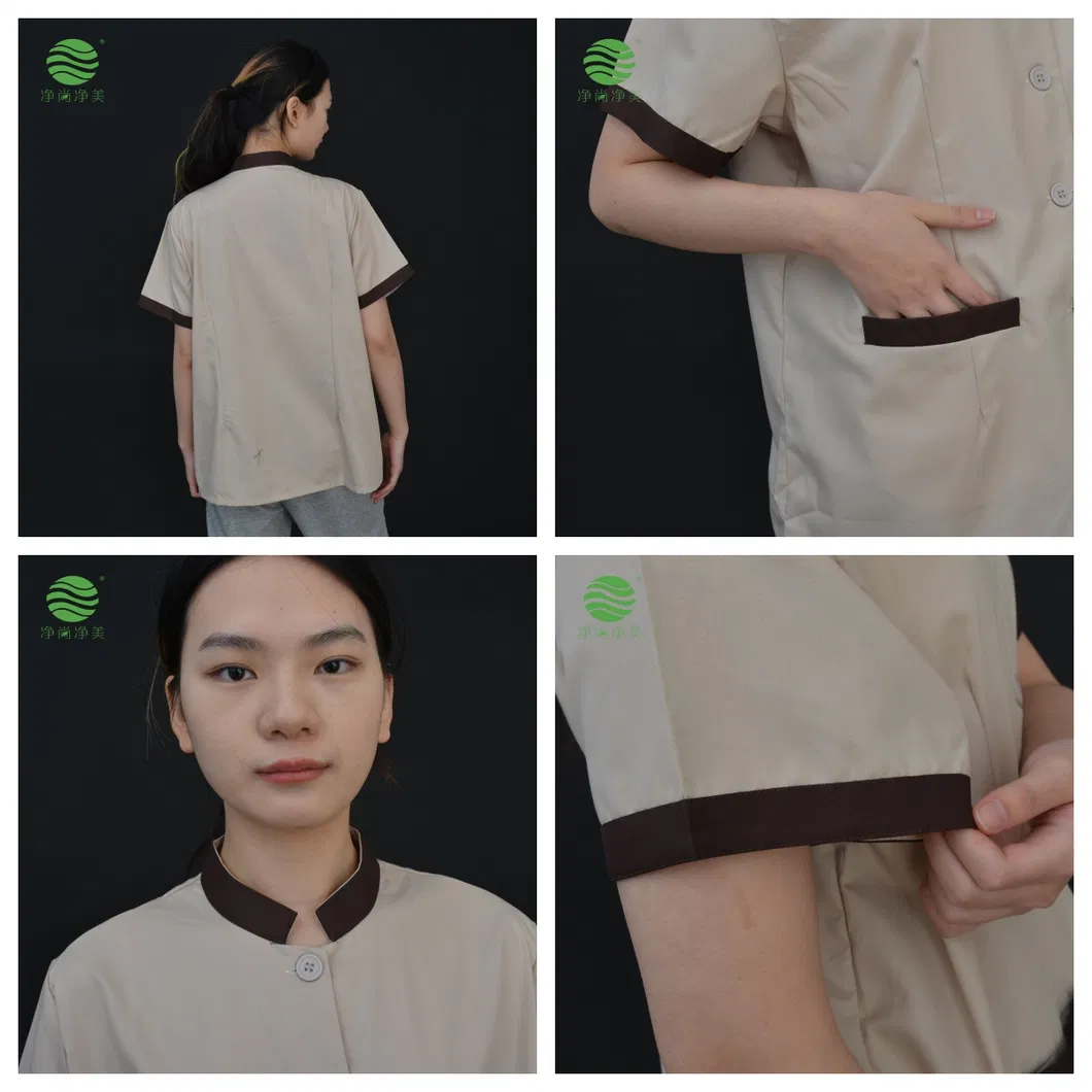 Uniforme de limpieza personalizado para el personal del hotel, ropa de servicio de limpieza de poliéster y algodón