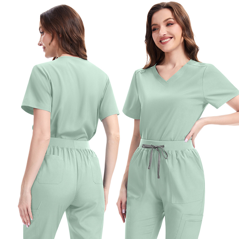 Diseño de moda personalizado europeo americano, ropa de trabajo para SPA, estilo de yoga, suave y transpirable, uniforme de esteticista para hospital, scrubs de lavado a mano