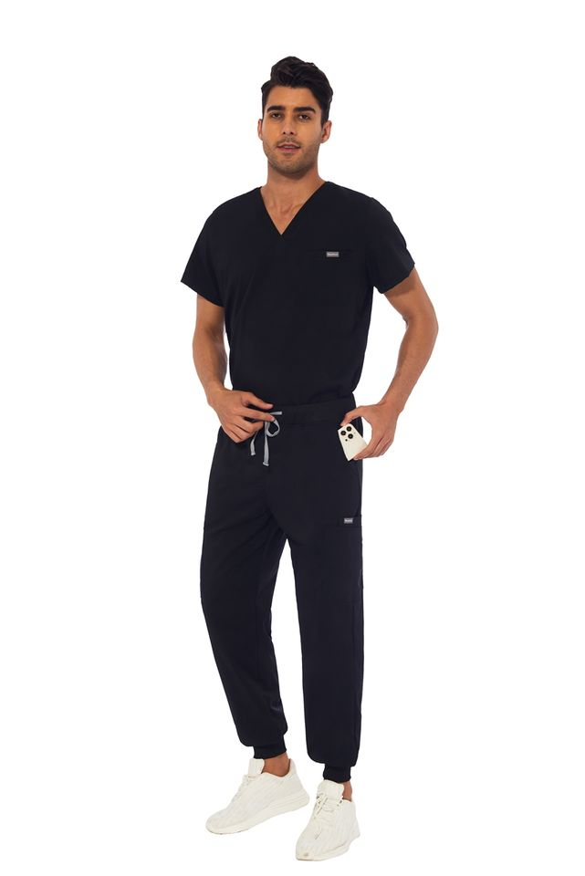 2026 Conjunto de Scrubs Quirúrgicos Médicos OEM ODM para Hombre con Cuello en V y Pantalones Jogger Uniformes de Hospital