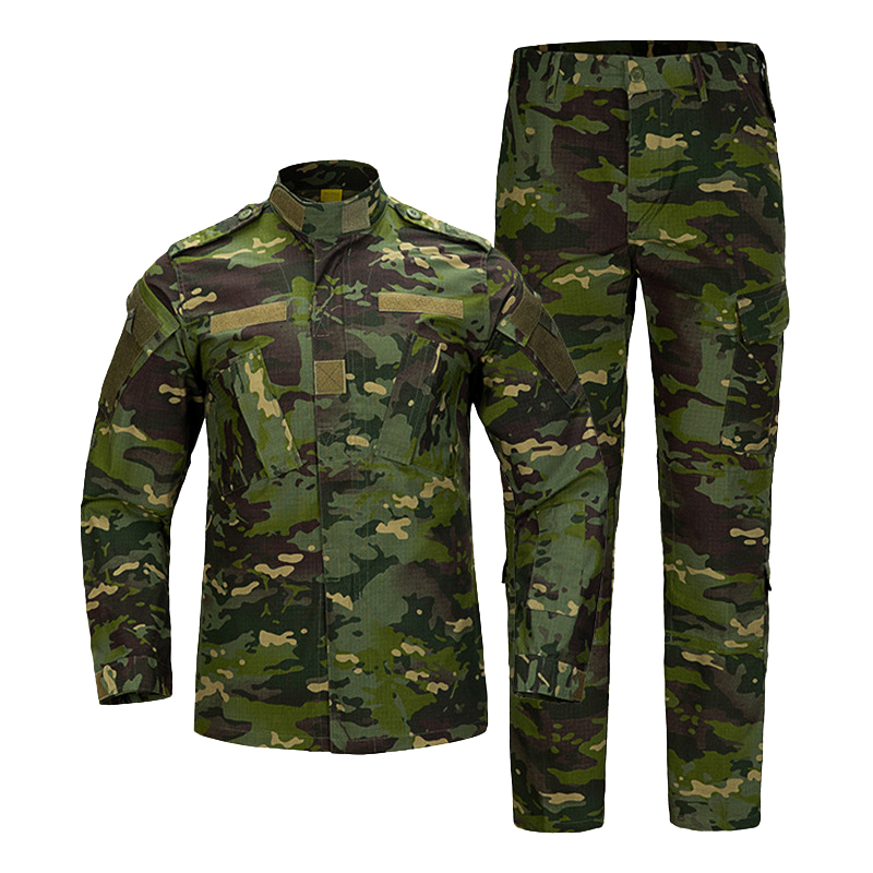 Suministro a granel de uniformes tácticos de color verde ejército duraderos con botones para empresas de seguridad y escuelas de entrenamiento