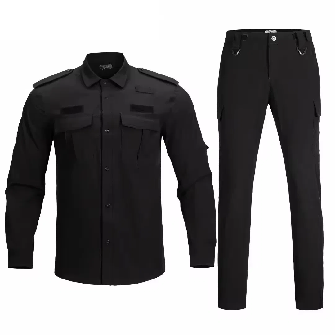 Uniformes de Seguridad Tácticos Azul Marino - Camisas de Trabajo de Manga Larga con Cierre Completo para Equipos de Patrulla de Hombres y Mujeres