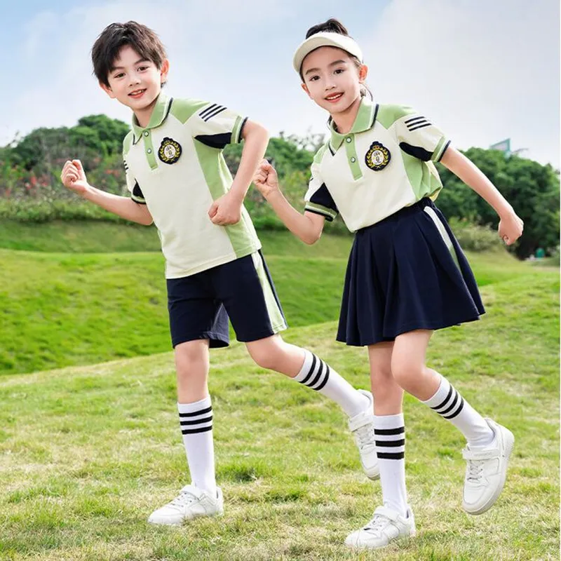 Falda de uniforme escolar y camiseta polo para niños deportivos personalizada de OEM en China